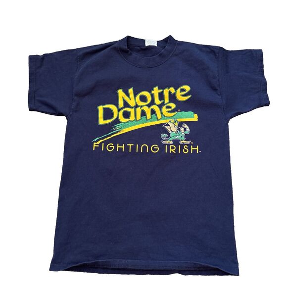 Vintage 2020 Sport 90s University Of Notre Dame Fightin Irish Blue M Shirt - Picture 1 of 7